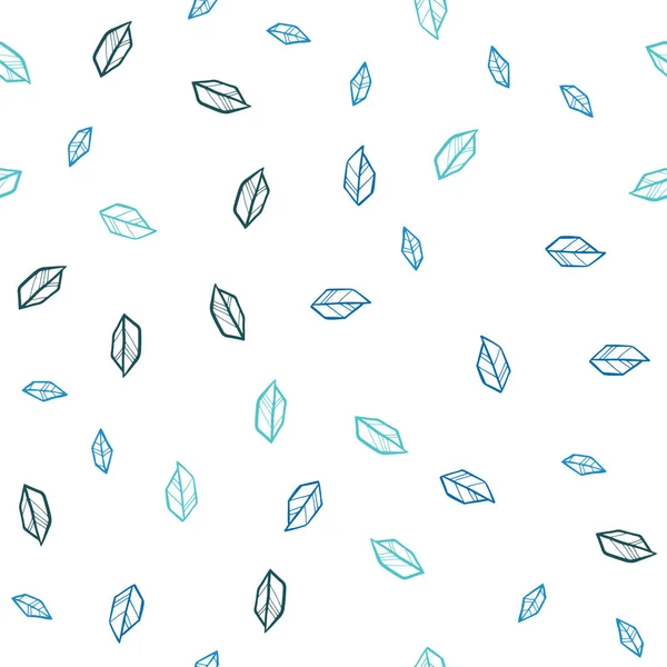 Fond Sans Couture Vecteur Bleu Foncé Doodle Avec Des Feuilles — Image vectorielle