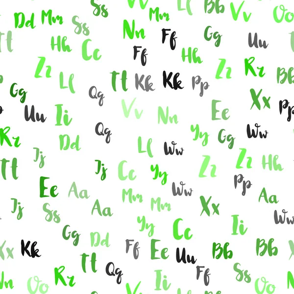 Vecteur Vert Clair Mise Page Transparente Avec Alphabet Latin Design — Image vectorielle
