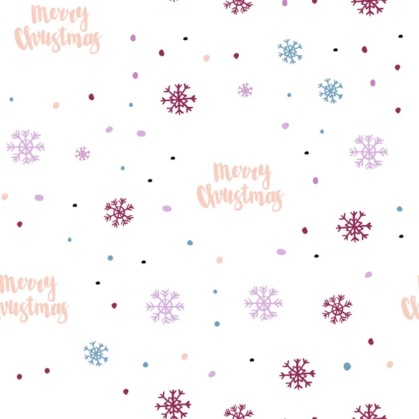 浅粉色 蓝色矢量无缝模式与圣诞节雪花 闪耀着五颜六色的插图与雪在圣诞节样式 时尚面料 壁纸的图案 — 图库矢量图片