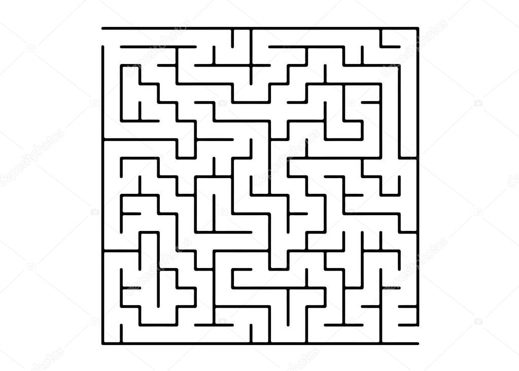 White vector dackdrop with a black conundrum. Maze design in a simple style on a white background. Pattern for educational magazines, books.