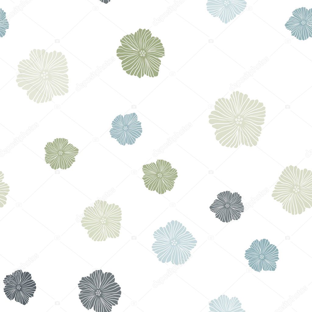 Light Blue, Green vector seamless doodle pattern with flowers. An elegant bright illustration with flowers. Design for wallpaper, fabric makers.
