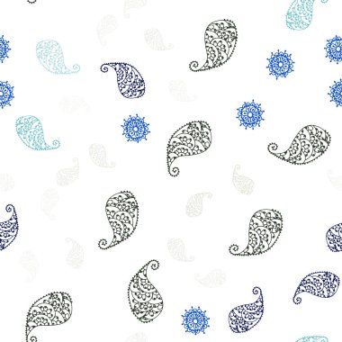 Açık mavi, sarı vektör sorunsuz arka plan ile yaprak ve çiçekler. Yaprak ve çiçek Origami tarzı Doodle Illustration. Tekstil, kumaş, duvar kağıtları için tasarım.