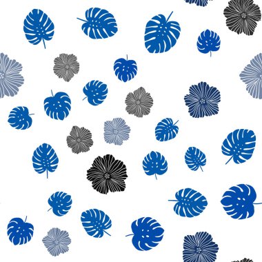 Hafif mavi vektör çiçekler, yapraklar ile seamless zarif modeli. Yaprak ve çiçek beyaz arka plan üzerinde gradyan ile. Tasarım için duvar kağıdı, kumaş üreticileri.