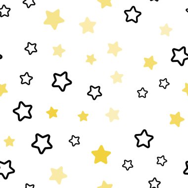 Gökyüzü yıldızlarla ışık turuncu vektör sorunsuz şablonu. Yıldız ile renkli illüstrasyon parlayan. Tasarım için duvar kağıdı, kumaş üreticileri.