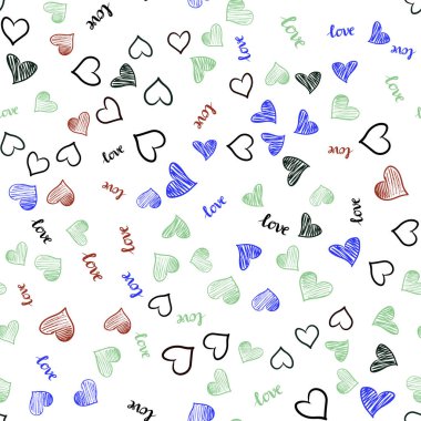 Karanlık çok renkli vektör sorunsuz arka plan ile sözler, kalpleri. Renkli resimde alıntı Love You, kalpleri ile. Desen tasarım kumaş, duvar kağıtları.