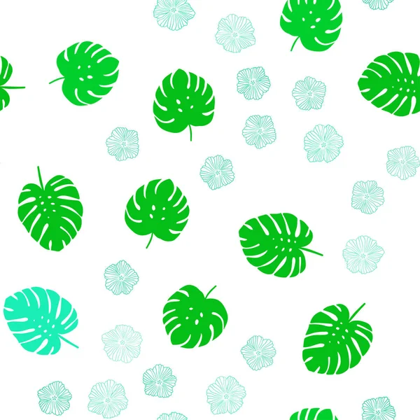 Світло Зелений Вектор Безшовний Каракулевий Фон Квітами Листям Сучасна Абстрактна — стоковий вектор