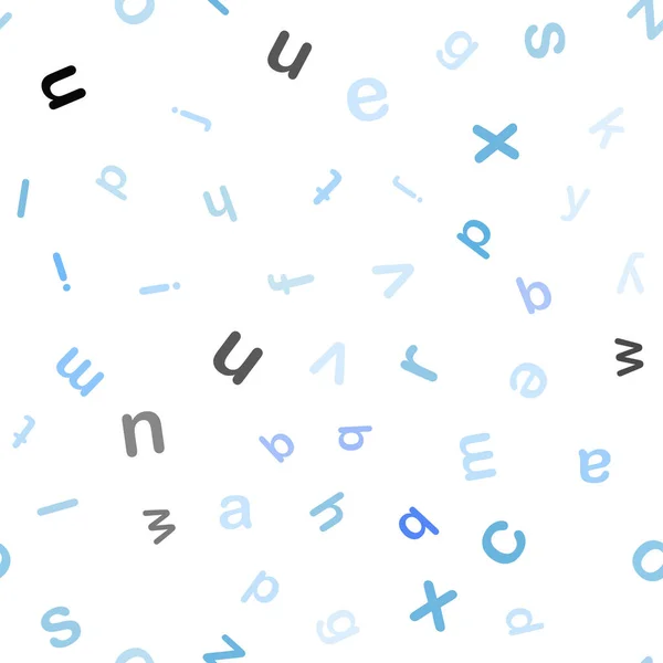 浅蓝色矢量无缝背景与英语符号 抽象例证与有色的拉丁字母 壁纸设计 — 图库矢量图片