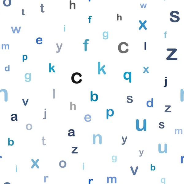 浅蓝色矢量无缝布局与拉丁字母 模糊的设计在简单的风格与字母表的标志 百叶窗 窗帘的纹理 — 图库矢量图片