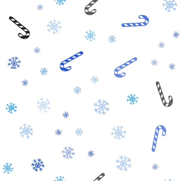 明亮的蓝光矢量无缝背景与甜蜜的圣诞棒棒糖 — 图库矢量图片