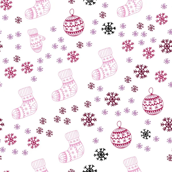 Светло Фиолетовый Розовый Вектор Искушает Ледяными Снежинками Шариками Сухарями Шариками — стоковый вектор