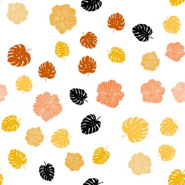 Işık turuncu vektör çiçekli, yaprakları sorunsuz arka plan. Soyut illüstrasyon yaprakları, çiçekleri karalamalar tarzı ile. Kartvizit, Web siteleri için şablon.