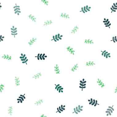 Koyu yeşil yaprakları ile sarı vektör sorunsuz doodle arka plan. Zarif bir parlak örnek yaprakları doğal tarzı ile. Tekstil, kumaş, duvar kağıtları için tasarım.