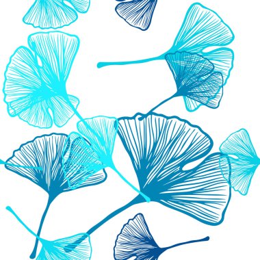 Hafif mavi vektör sorunsuz doodle şablon yaprakları ile. Modern geometrik soyut illüstrasyon ile bırakır. Tekstil, kumaş, duvar kağıtları için tasarım.
