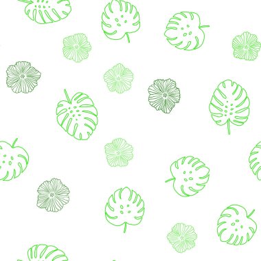 Işık yeşil vektör sorunsuz zarif arka plan ile çiçekler, yapraklar. Yaprak ve çiçek ile yeni renkli resimde. Tasarım için duvar kağıdı, kumaş üreticileri.