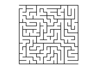 Beyaz vektör arka plan siyah bir labirent ile. Siyah ve beyaz labirent basit bir tarzda. Eğitim dergiler, kitaplar için desen.