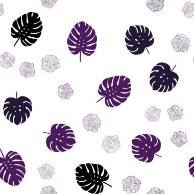 Koyu pembe vektör sorunsuz doodle deseni çiçekli, yaprakları. Parlayan resimde yaprak ve çiçek ile renkli. Tasarım için duvar kağıdı, kumaş üreticileri.