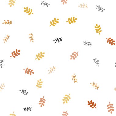 Işık turuncu vektör yaprak ile seamless doğal modeli. Yaprakları doodle tarzı ile renkli soyut resimde. Tekstil, kumaş, duvar kağıtları için tasarım.