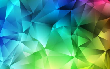 Açık mavi, kristaller, üçgenler şablonuyla vektör yeşil. İllüstrasyon renkli üçgenler dizi. Şablon arka plan olarak kullanılabilir.