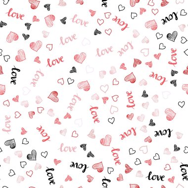Işık kırmızı vektör sorunsuz arka plan ile sözler, kalpleri. Renkli resimde alıntı Love You, kalpleri ile. Tasarım için duvar kağıdı, kumaş üreticileri.