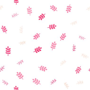 Işık kırmızı vektör sorunsuz doğal zemin yaprakları ile. Doodle yaprakları gradyan ile Origami tarzında Illustration. Desen için modaya uygun Kumaş, duvar kağıtları.