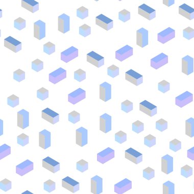 Pembe ışık, vektör kesintisiz, izometrik desen kare tarzı mavi. Glitter soyut resim dikdörtgen şekiller ile. Desen tasarım kumaş, duvar kağıtları.