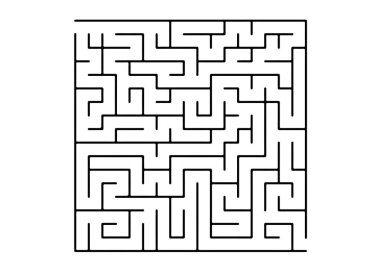 Beyaz vektör arka plan siyah bir labirent ile. Beyaz bir arka plan üzerinde basit bir tarzda dizayn labirent. Eğitim dergiler, kitaplar için desen.