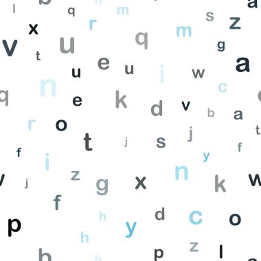 Koyu mavi vektör Abc karakterlerle sorunsuz doku. Renkli illüstrasyon izole harflerle parlayan. Kartvizit, Web siteleri için şablon.