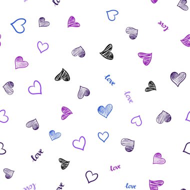 Pembe ışık, vektör seamless modeli ifade Love You, kalpleri ile mavi. Renkli resimde alıntı Love You, kalpleri ile. Tasarım için duvar kağıdı, kumaş üreticileri.