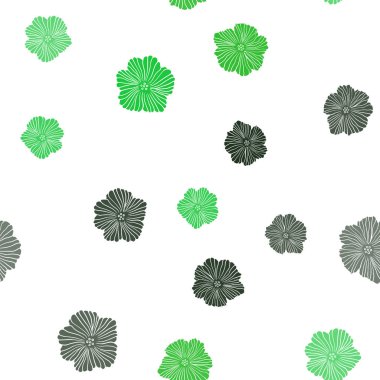 Koyu yeşil, sarı çiçekli sorunsuz zarif desen vektör. İllüstrasyon soyut doodle renkli çiçekli. Tasarım için duvar kağıdı, kumaş üreticileri.