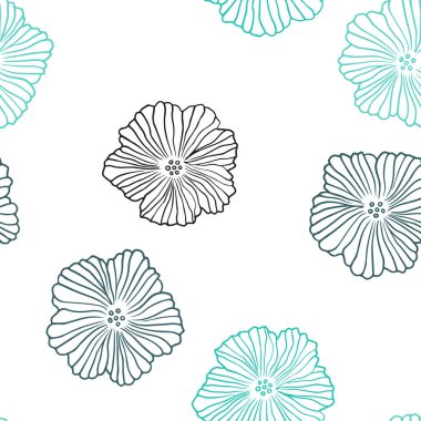 Açık mavi, vektör Dikişsiz soyut desen çiçekli yeşil. Renkli resimde doodle tarzı çiçekli. Tasarım için duvar kağıdı, kumaş üreticileri.
