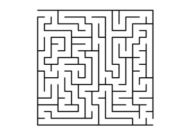 White vector dackdrop with a black conundrum. Abstract illustration with maze on a white background. Pattern for children books, magazines. clipart