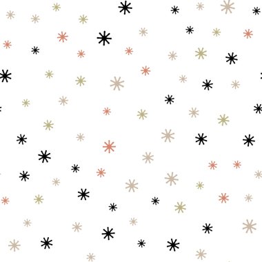 Hafif pembe, sarı vektör sorunsuz doku renkli kar taneleri ile. Soyut şablonundaki kar ile renkli resimde parlayan. Tasarım için duvar kağıdı, kumaş üreticileri.
