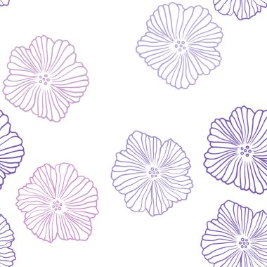 Mor ışık, vektör sorunsuz zarif şablon çiçekli pembe. Doodle illüstrasyon Çiçek Origami tarzında. Desen için modaya uygun Kumaş, duvar kağıtları.