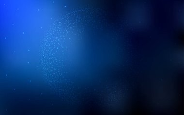 Koyu mavi uzay yıldızlı vektör şablonu. Renkli kozmik yıldızlı soyut çizimler. Astronomi web siteleri için desen.