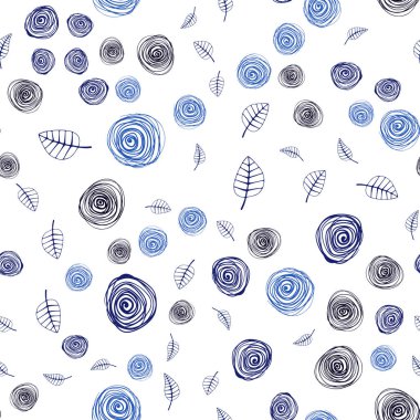 Koyu mavi vektör yaprak ve çiçek ile sorunsuz arka plan. Beyaz arka plan üzerinde Hint tarzı dekoratif tasarım. Desen tasarım kumaş, duvar kağıtları.