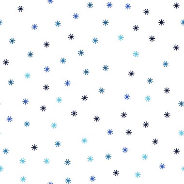 Hafif mavi vektör renkli kar taneleri ile sorunsuz doku. Soyut şablonundaki kar ile renkli resimde parlayan. Kartvizit, Web siteleri için şablon.