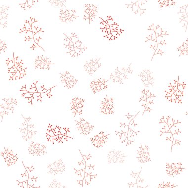 Işık kırmızı vektör sorunsuz doodle arka plan dalları ile. Parlayan illüstrasyon yaprakları ve dalları ile renkli. Desen için modaya uygun Kumaş, duvar kağıtları.