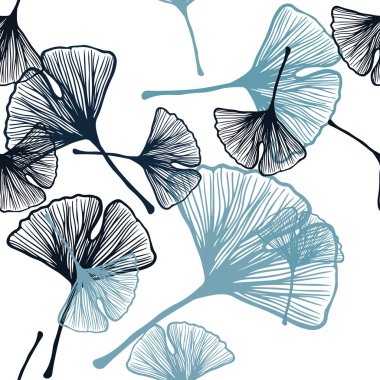 Açık mavi vektör yaprak ile sorunsuz doğal çizimleri. Belirsiz bir soyut illüstrasyon yaprakları karalamalar tarzı ile. Desen tasarım kumaş, duvar kağıtları.