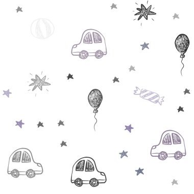 Pembe ışık, vektör seamless modeli Noel tarzı mavi. Resimde bir degrade oyuncak araba, balon, şeker, yıldız, top ile. Tasarım renkli reklam için.