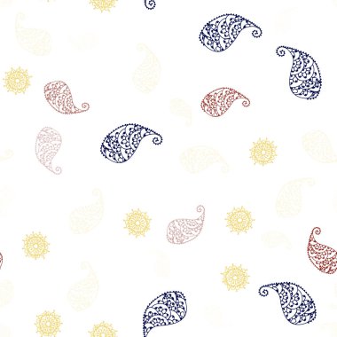 Açık yeşil, kırmızı vektör yaprak ve çiçek ile sorunsuz doğal arka. Beyaz arka plan üzerinde kabataslak karalamalar. Tasarım için duvar kağıdı, kumaş üreticileri.