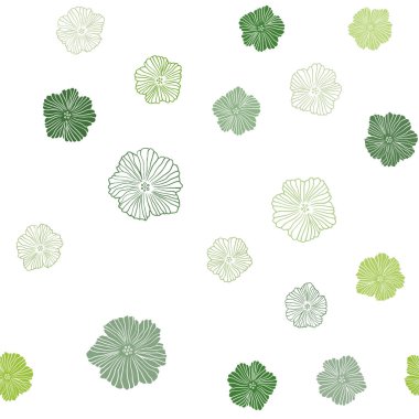 Işık yeşil vektör sorunsuz doodle zemin çiçek ile. Yaratıcı çizim çiçek ile bulanık tarzında. Kartvizit, Web siteleri için şablon.