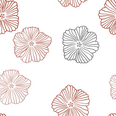 Koyu kırmızı çiçekler ile sorunsuz arka plan vektör. Renkli resimde doodle tarzı çiçekli. Doku pencere panjur, perdeler için.