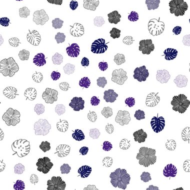 Koyu pembe, mavi yapraklar, çiçekler ile sorunsuz doodle arka plan vektör. Beyaz arka plan üzerinde Hint tarzı dekoratif tasarım. Kartvizit, Web siteleri için şablon.