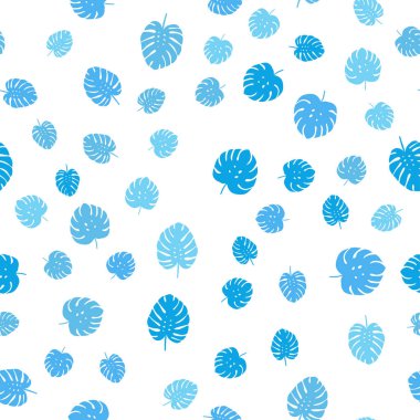 Hafif mavi vektör sorunsuz doodle desen yaprakları ile. Glitter soyut illüstrasyon ile doodles ve bırakır. Desen için modaya uygun Kumaş, duvar kağıtları.