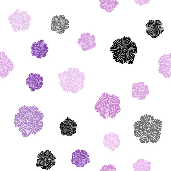 Modèle Doodle Sans Couture Vecteur Violet Clair Avec Des Fleurs — Image vectorielle
