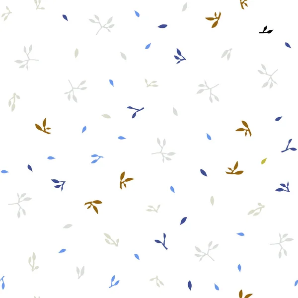 Bleu Clair Motif Doodle Vectoriel Jaune Sans Couture Avec Des — Image vectorielle