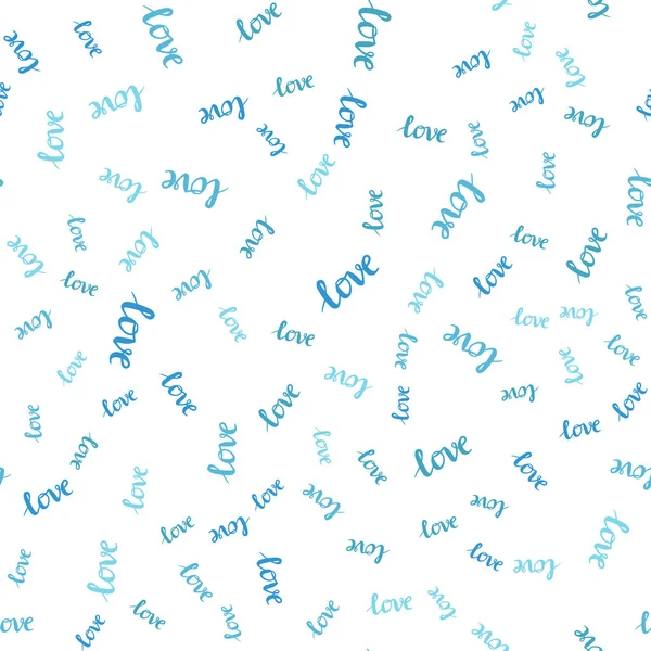Ljus Blå Vektor Sömlös Mall Med Text Love You Fras — Stock vektor