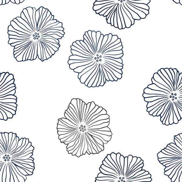 Dunkelblauer Vektor Nahtlosen Natürlichen Hintergrund Mit Blumen Bunte Illustration Doodle — Stockvektor