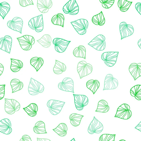 Светло Зеленый Векторный Узор Листьями Новая Красочная Иллюстрация Стиле Каракулей — стоковый вектор