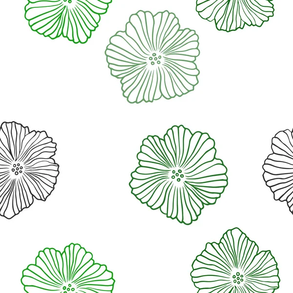 Světle Zelené Vektor Bezešvé Elegantní Šablona Květinami Doodle Ilustrace Květin — Stockový vektor